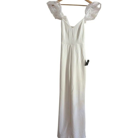 Lulu's Luxe Position White Ruffled Wide-Leg Jumpsuit Size XS NWT - Picture 5 of 17